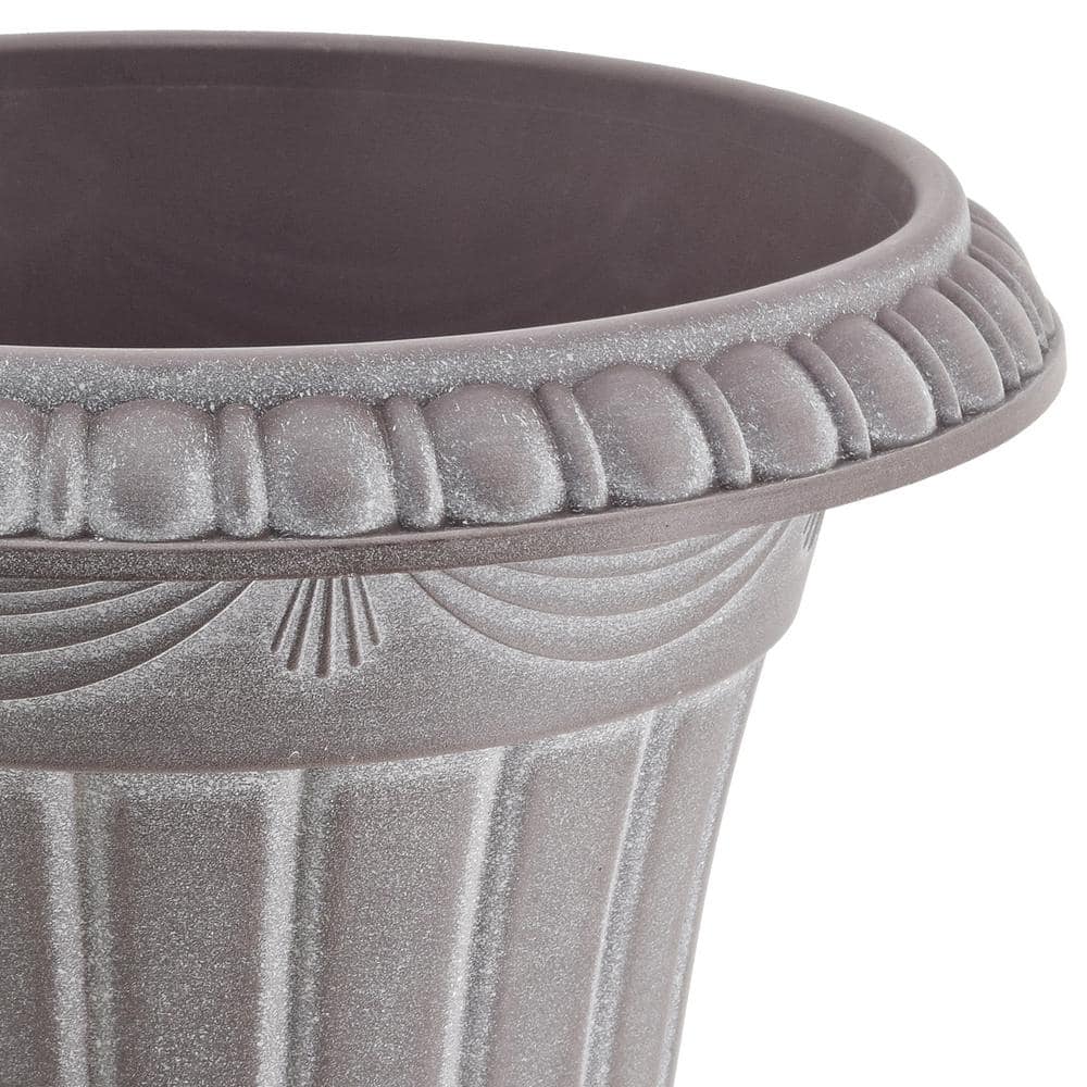 Classic Whitewash Plastic Urn Planter for Indoor/Outdoor Use