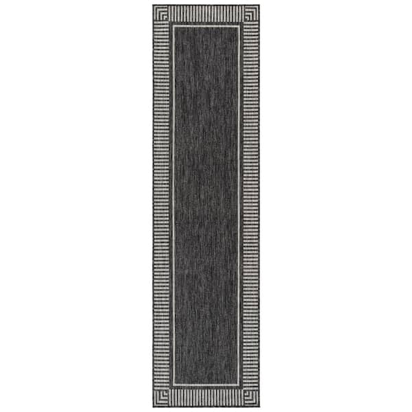 Beach House 2 x 8 Black/Gray Border Runner Rug