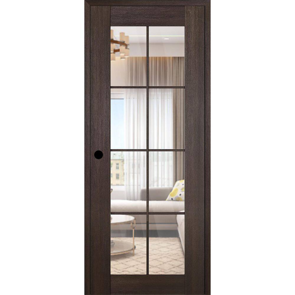 Vona 8 Lite DIY-Friendly 28 in. x 96 in. Right-Handed Clear Glass Veralinga Oak Composite Single Prehung Interior Door price history on PriceWatchPro