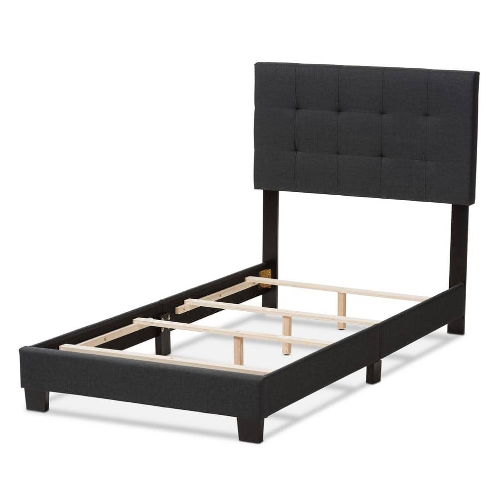 Brookfield Twin Charcoal Gray Tufted Upholstered Bed