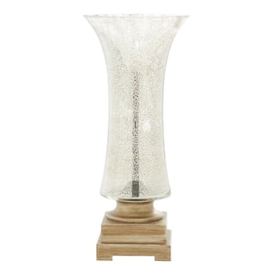 18 in. Silver Glass Table Lamp with Gold Base (Set of 2)