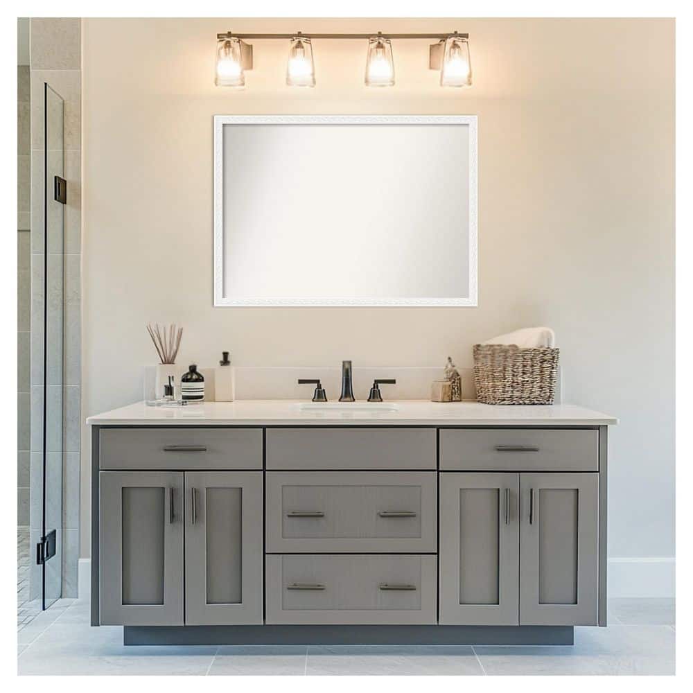 Bethany White 40 in. x 29 in. Non-Beveled Traditional Rectangle Wood Framed Bathroom Wall Mirror price history on PriceWatchPro
