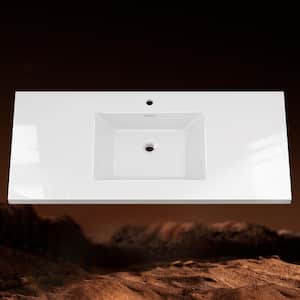 48 in. W x 22 in. D Solid Surface Vanity Top in Pure White with Integrated Rectangular Single Sink Pre-Drilled 1-Hole