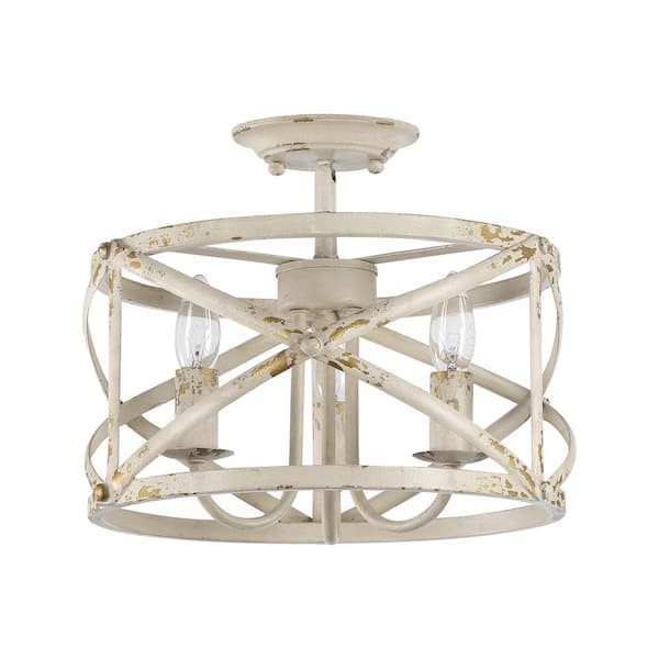 Alcott 3-Light 13.5 in. Semi-Flush in Antique Ivory