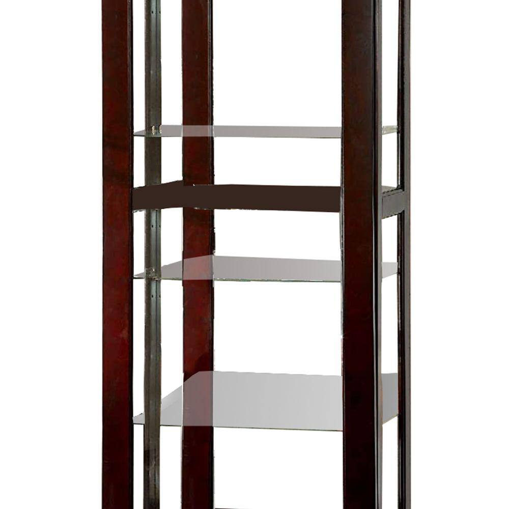 Cappuccino Finish Solid Wood Glass Door Curio Cabinet