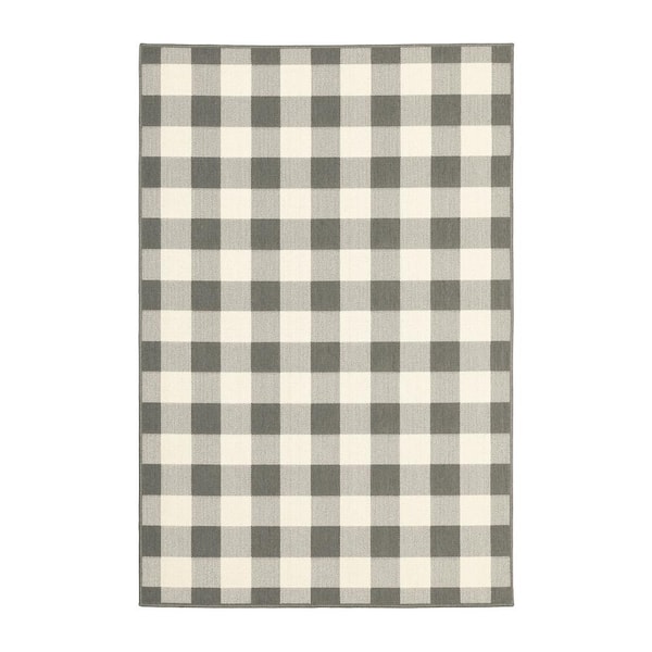 StyleWell Collins Gray 2 ft. x 3 ft. Plaid Indoor/Outdoor Scatter Area Rug