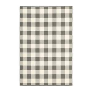 Collins Gray 7 ft. x 10 ft. Plaid Indoor/Outdoor Patio Area Rug