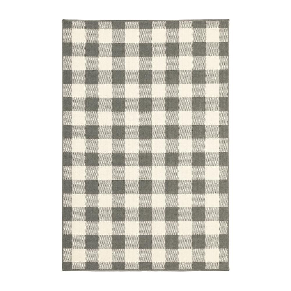 StyleWell Collins Gray 8 ft. x 12 ft. Plaid Indoor/Outdoor Patio Area ...