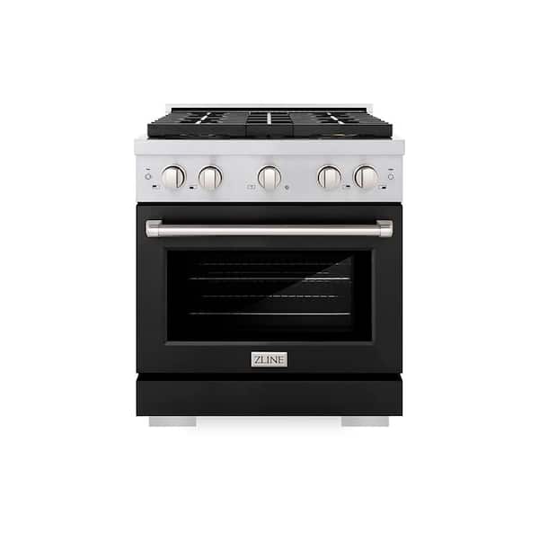 30 in. 4.2 cu. ft. Paramount Dual Fuel Range with 4 Burner DuoPro Cooktop and Electric Oven with Black Matte Door