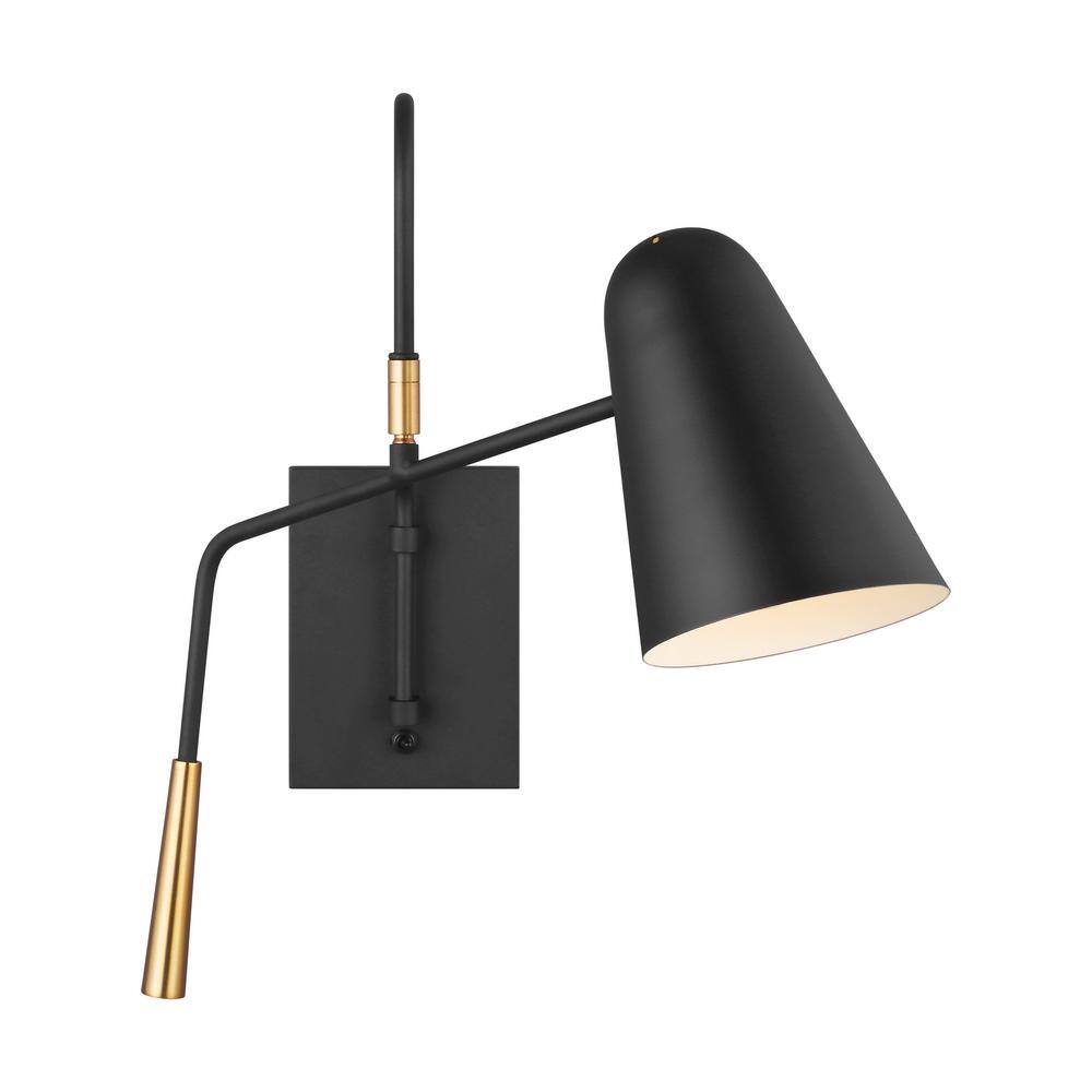 Ellen DeGeneres Midnight Black Steel Dimmable Swing Arm Wall Sconce
