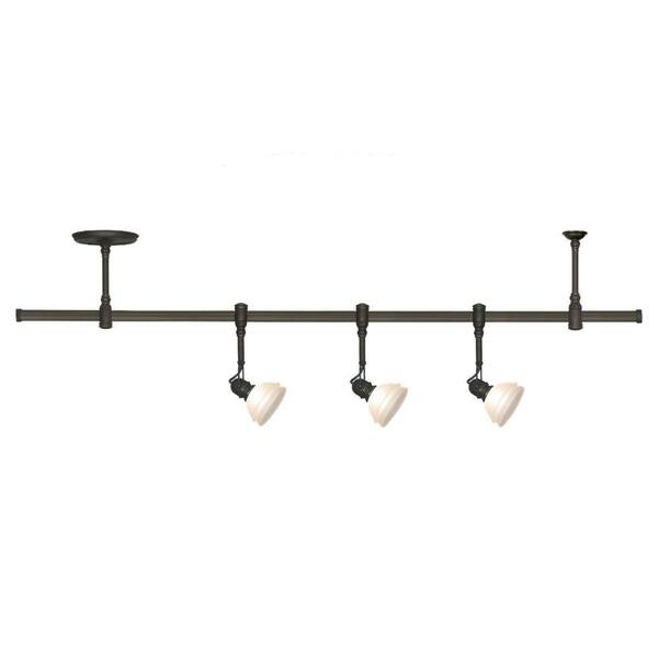 Generation Lighting Ambiance 3-Light Antique Bronze Transitions Directional Track Lighting Kit with Dusted Ivory Shade