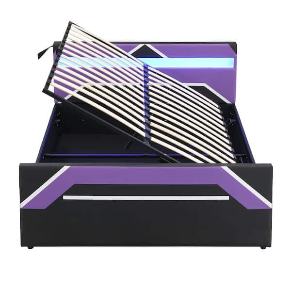Harper & Bright Designs Cyberpunk Black and Purple Wood and Metal