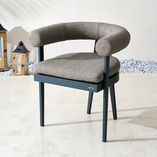 Malba Aluminum Fabric-Covered Patio Outdoor Dining Chair With Gray Cushions (2-Pack)