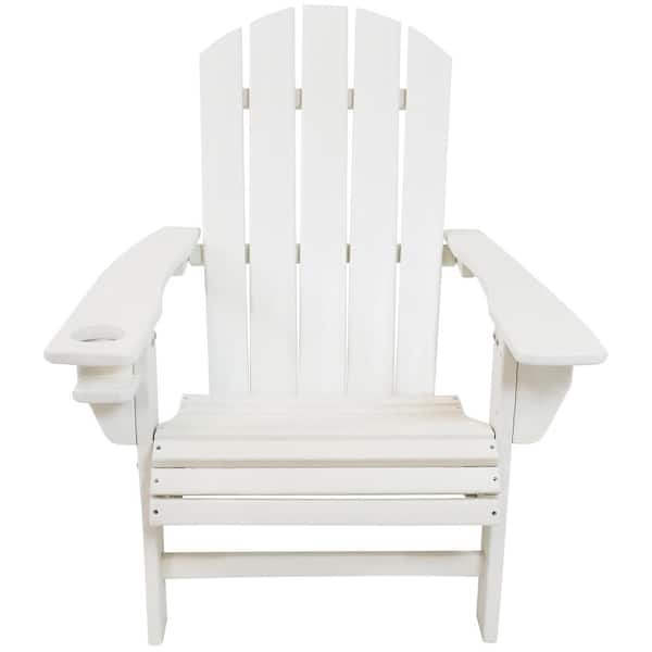 Sunnydaze All-Weather White Plastic Adirondack Chair with Drink Holder (2-Pack)