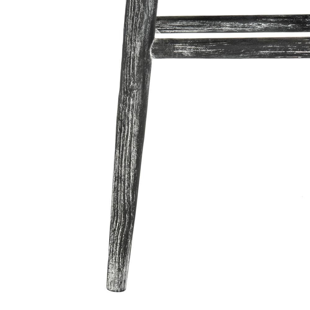 Transitional Black Wood Saddle Bar Stool, 18" W x 31" H
