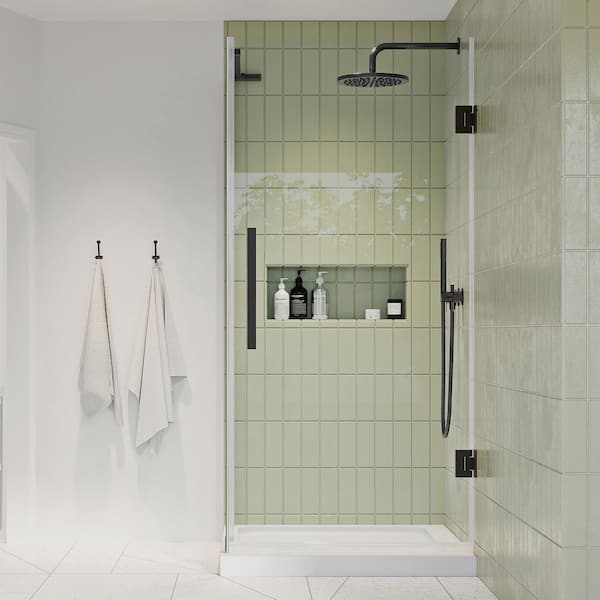 OVE Decors Tampa-Pro 32 in. L x 32 in. W x 75 in. H Square Corner Shower Kit w/Pivot Frameless Shower Door in ORB and Shower Pan
