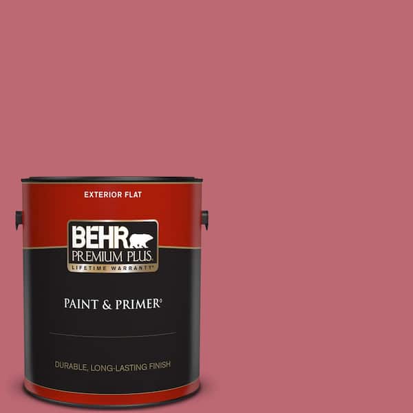 BEHR PREMIUM PLUS 1 gal. #M140-5 Cherry Fizz Flat Exterior Paint & Primer