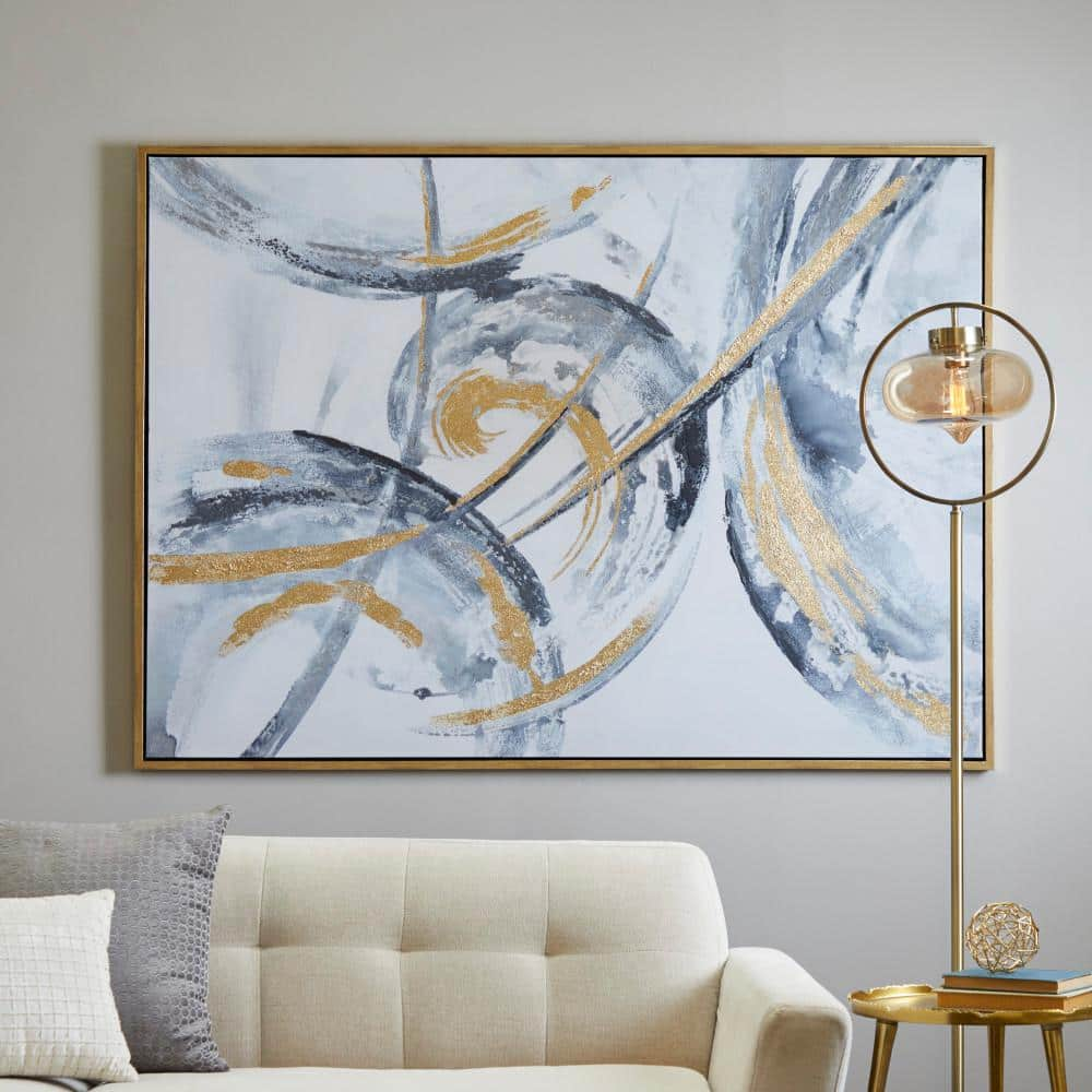 Litton Lane 1- Panel Abstract Framed Wall Art with Gold Frame 48 in. x ...