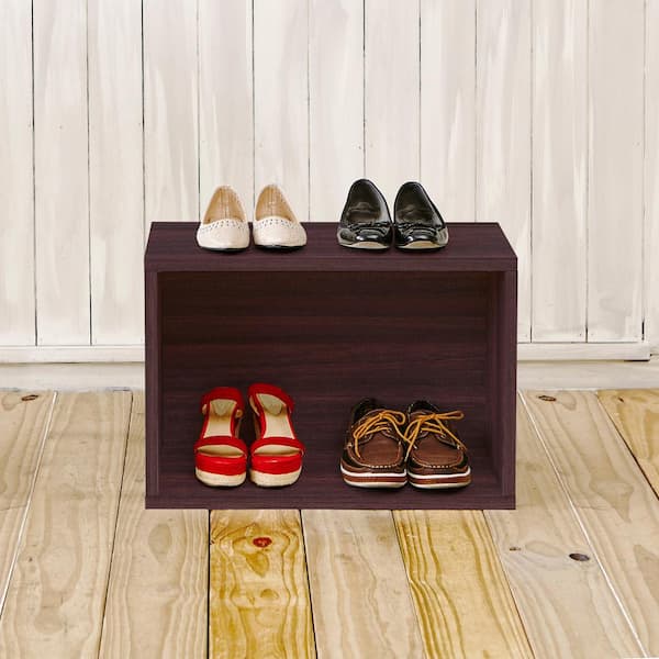 Way Basics Blox System Eco zBoard Tool Free Assembly Large Espresso Wood Grain Rectangle Stackable Shelf, Shoe Storage Rack