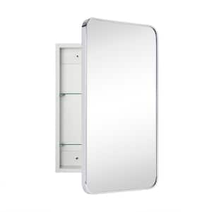 Garnes 16.5 in. W x 24 in. H Rectangular Recessed or Surface Mount Metal Framed Medicine Cabinet with Mirror in Chrome