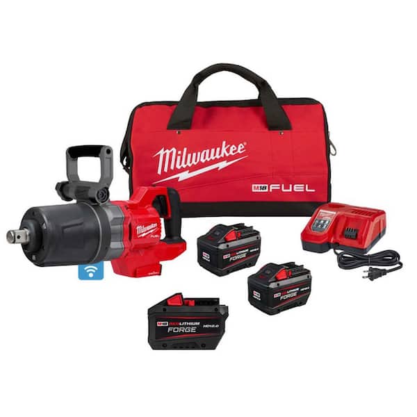 M18 FUEL 18V Lith-Ion Brushless Cordless 1 in. Impact Wrench w/ D-Handle Kit w/ Three 12.0 Ah Batteries