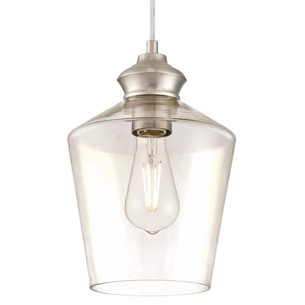 Ramsey Mini Pendant with Hand-Blown Glass Shade in Brushed Nickel