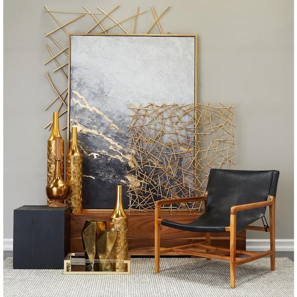 1- Panel Geode Framed Wall Art with Gold Frame 65 in. x 48 in.