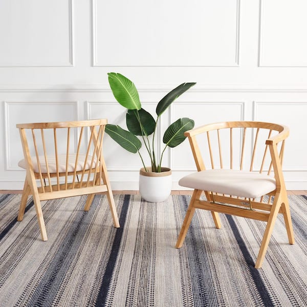 SAFAVIEH Noah Natural 17 in. Wood Dining Chair Set of 2