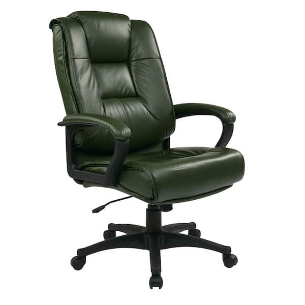 Office Star Products Green Leather Executive Office Chair