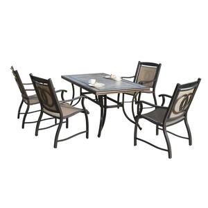 5-Piece Aluminum 28" H Outdoor Dining Set with 4 Sling Chair, Rectangular Table