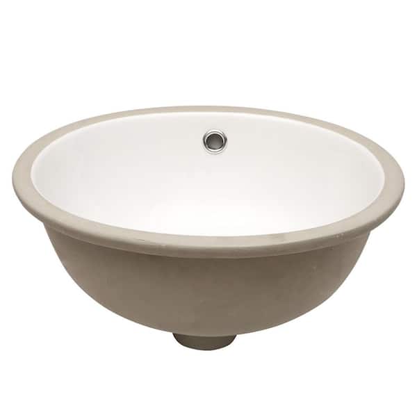 16.5 in. Undermount Oval Bathroom Sink with Overflow in White Ceramic