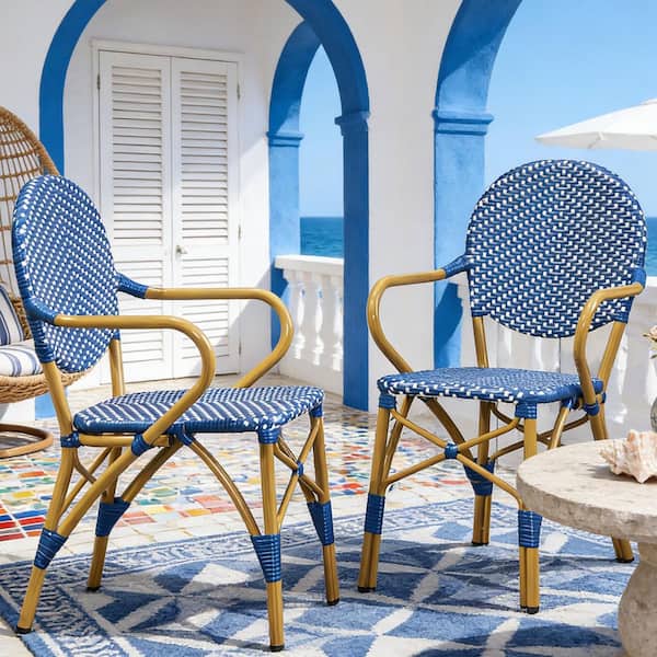 Outdoor French Bistro Chair with Aliminum Frame for Patio Porch (2-Pack)