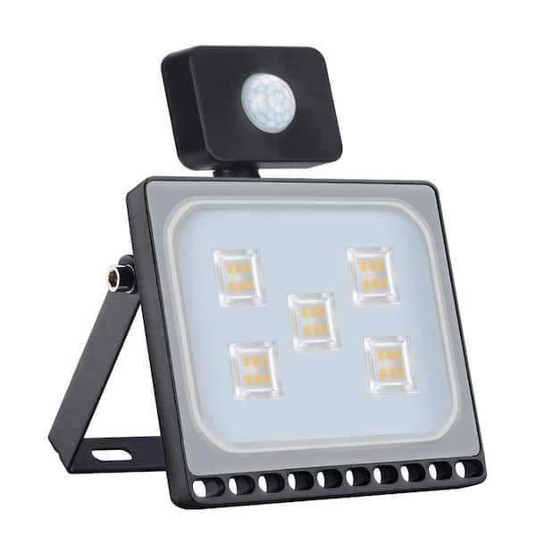 CIPACHO 30-Watt 120-Degree Black Warm White Light Motion Activated Integrated LED Outdoor Thin Flood Light