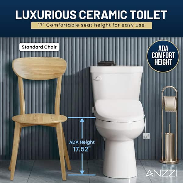 ANZZI Rev 12 in. 2-pieces 1.28 GPF Siphon Round Ceramic Toilet in