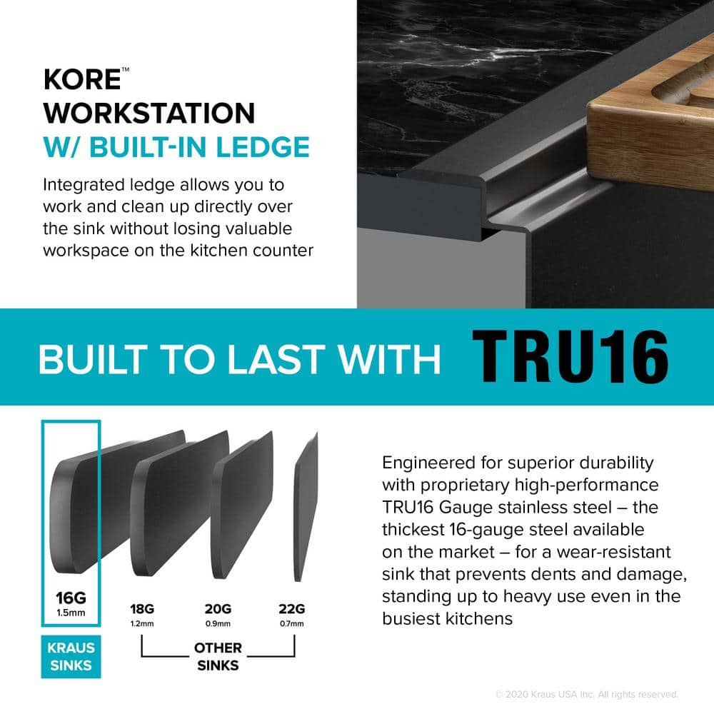 Kore 33" Black Stainless Steel Drop-In Single Bowl Kitchen Sink