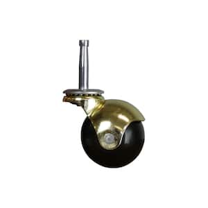 2 in. Black Rubber and Brass Hooded Ball Swivel Stem Caster with 80 lb. Load Rating