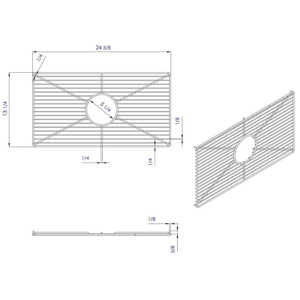 Stainless Steel Kitchen Sink Grid with Center Cutout