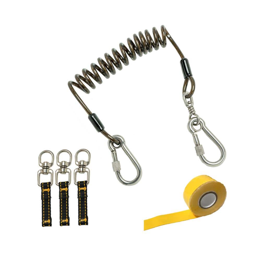 Safety Coil Snap Hook Cord Retractable Coiled Tether Safety Lanyard