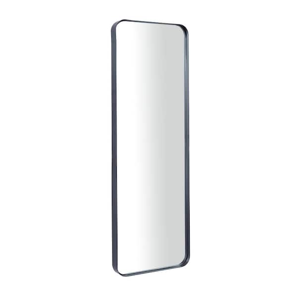 36 in. x 12 in. Rectangle Framed Black Wall Mirror with Thin Frame
