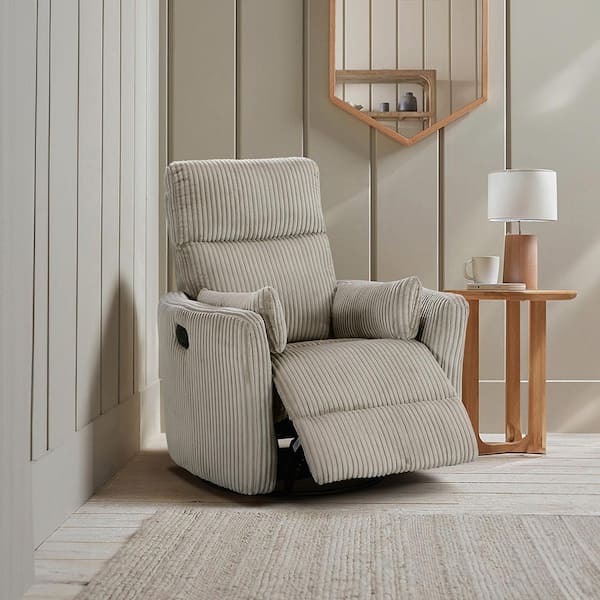 Lazzara Turbo Brown Corduroy Fabric Manual Swivel Glider Recliner