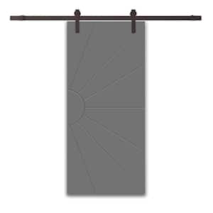 30 in. x 80 in. Light Gray Stained Composite MDF Paneled Interior Sliding Barn Door with Hardware Kit