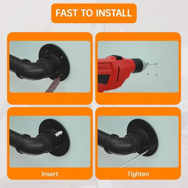 Senit 12 Feet Square Tube Handrail, Wall Ount Industrial Odern