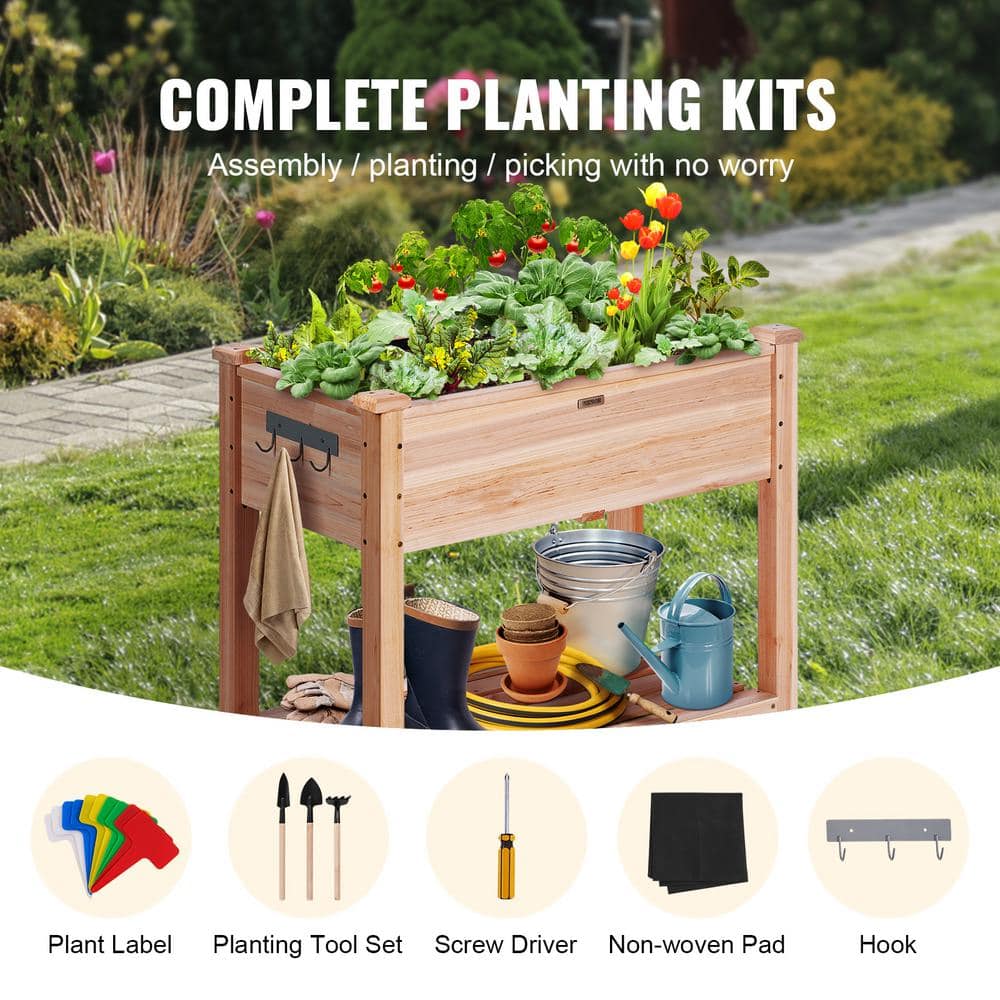 Burlywood Fir Wood Raised Garden Bed Planter 33"x18"x30"