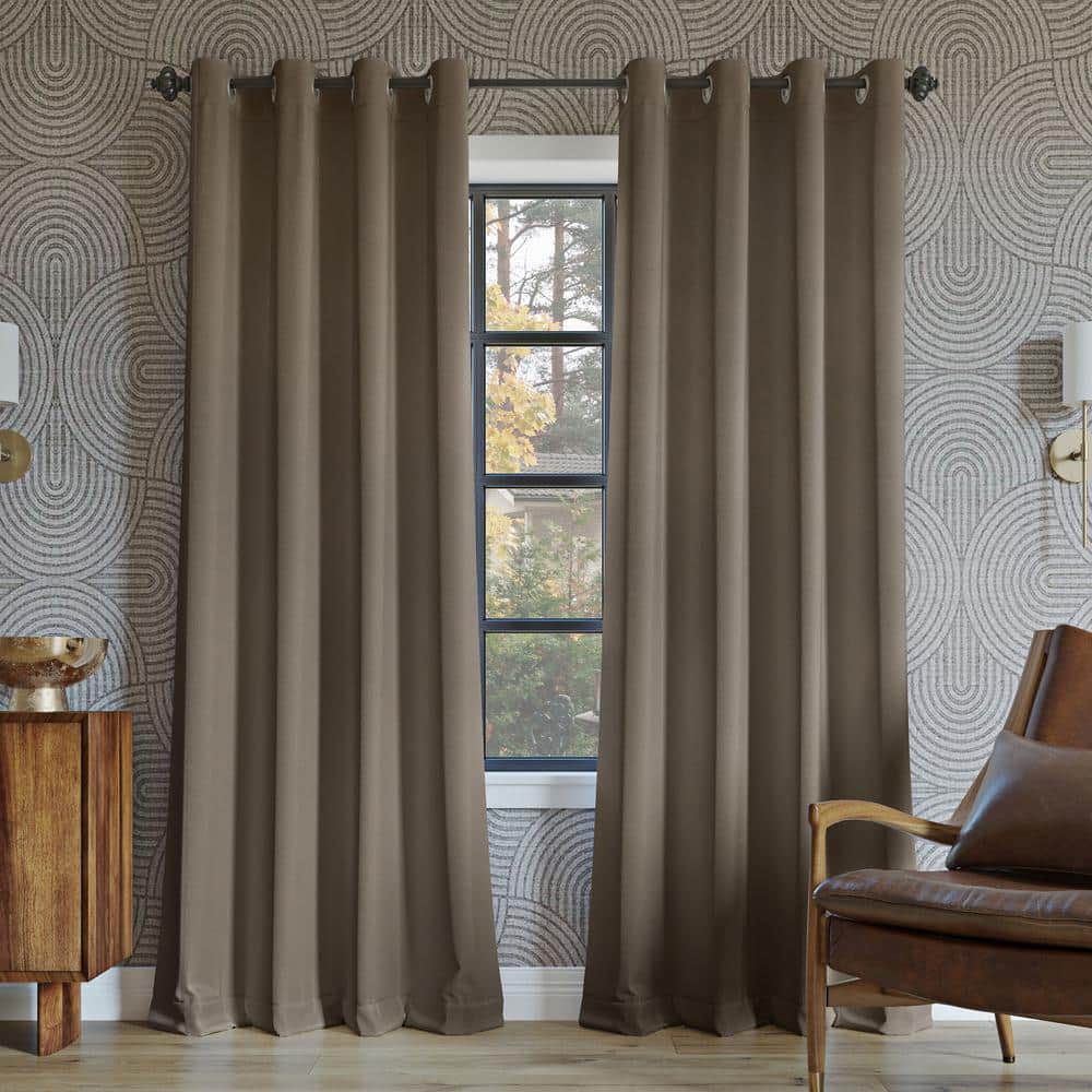 Sun Zero Oslo Theater Grade Taupe Polyester Solid 52 in. W x 108 in. L  Thermal Grommet Blackout Curtain 58701 - The Home Depot