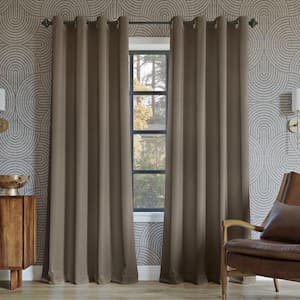 Oslo Theater Grade Taupe Polyester Solid 52 in. W x 108 in. L Thermal Grommet Blackout Curtain