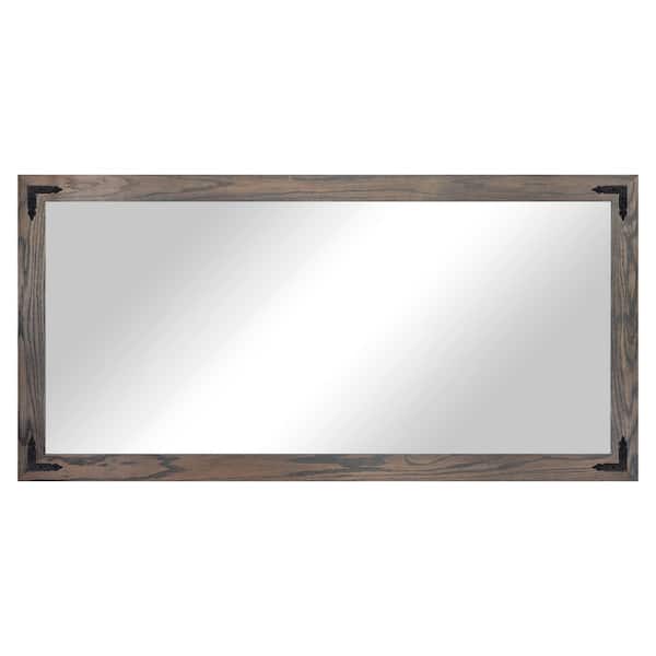 Rayne Mirrors (33 in. W x 80 in. H) Carbon Grey Hardwood Rectangle Mirror with Decorative Corner Bracket