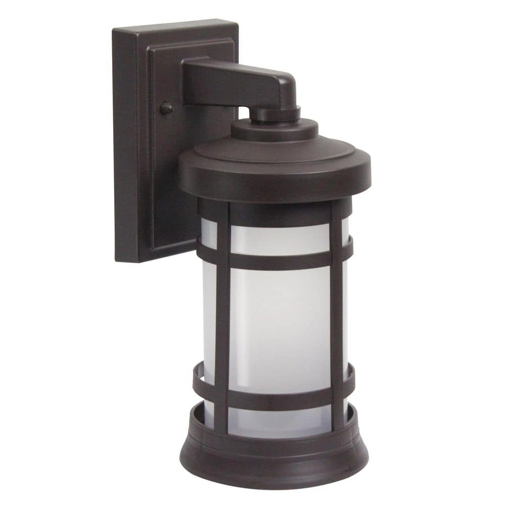 Artisan Small Cylinder 12.75 in. Bronze Composite Outdoor Hardwired Lantern Sconce with Frosted Diffuser 4000K LED price history on PriceWatchPro
