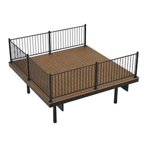 Infinity IS Freestanding 12 ft. x 12 ft. Oasis Palm Brown Composite Deck Kit with Steel Frame and Steel Rail