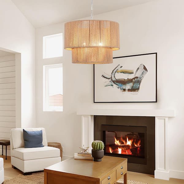 chandelier シェルフ HLJYNJM 5-Light White Framhouse Drum Hanging Linear Chandelier