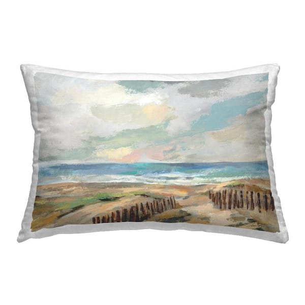 Stupell Industries Summer Beach Dunes Blue Print Polyester 14 in. X 20in. Throw Pillow